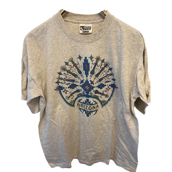 VTG Arizona single stitch Aztec maiden West Large shirt stained - Picture 1 of 4